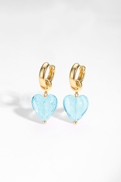 Classicharms Esmée Aquamarine Glaze Heart Dangle Earrings In Blue