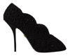 Dolce & Gabbana Black Cordonetto Ricamo Pump Open Toe Shoes In Black