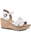 WHITE MOUNTAIN SIMPLE WOMENS FAUX LEATHER ANKLE STRAP WEDGE SANDALS