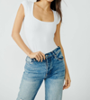 Free People Womens White Square Eyes Square-neck Stretch-jersey Body M In White