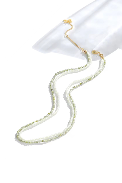 Classicharms Clarice Lime Green Crystal Mini Beaded Double Layered Necklace