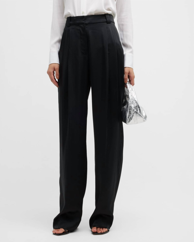 A.l.c Tommy Pleated Wide-leg Pants In Black