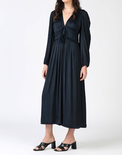 Current Air Sidonie Pleated Maxi Dress In Dark Navy In Blue