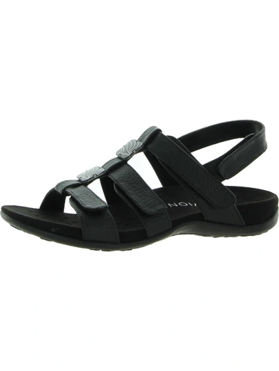 Vionic Amber Womens Wedge T-strap Sandals In Black
