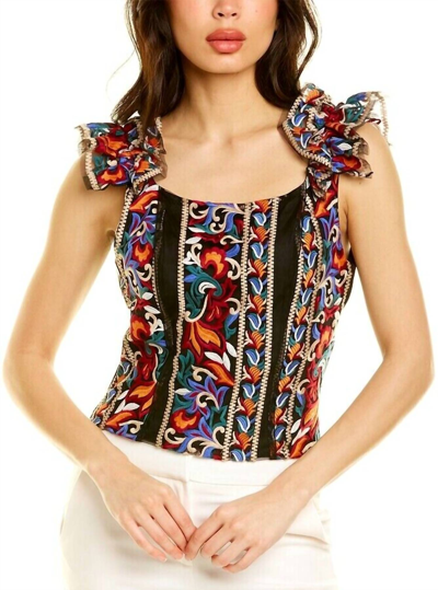 Eva Franco Embroidered Corset Top In Florence In Multi