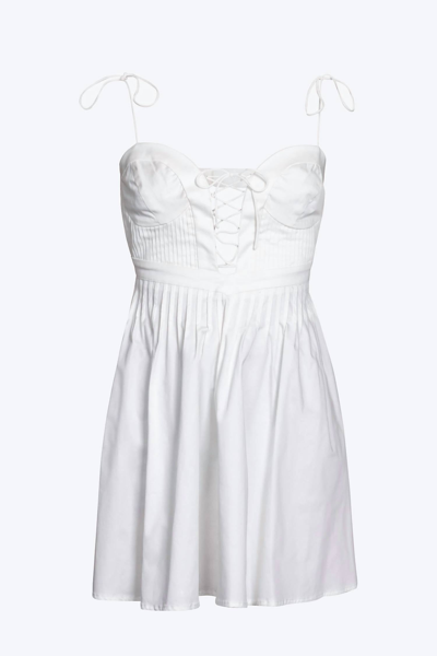 For Love & Lemons Sierra Lace-up Open-back Poplin Mini Dress In White
