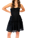 Eva Franco Floral Lace Mini Dress In Black