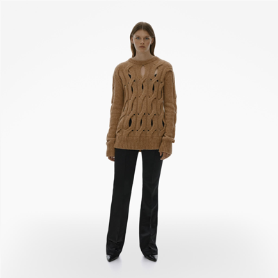 Helmut Lang Cable Knit Sweater In Brown