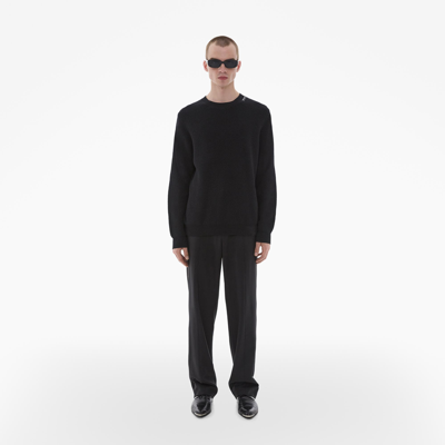 Helmut Lang Men's Ribbed Sweater With Embroidered Collar In Black