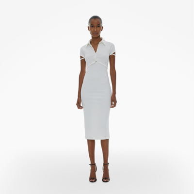 Helmut Lang Cardigan Bodycon Midi Dress In Optic White