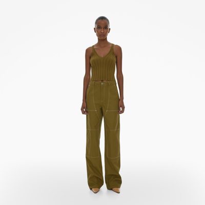 Helmut Lang Khaki Wide-leg Trousers In Morass