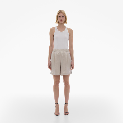 Helmut Lang Satin-finish Cotton Shorts In Ivory