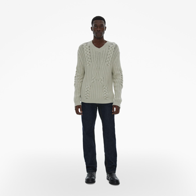 Helmut Lang Men's Scott Cable-knit Cotton-blend Sweater In Cement