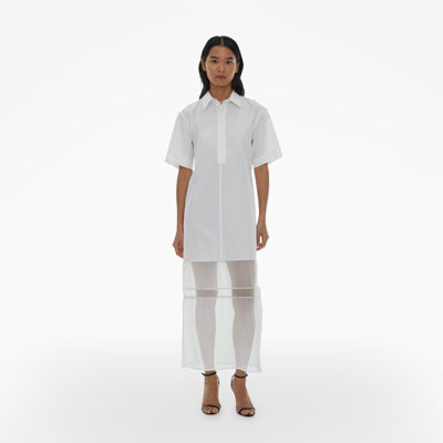 Helmut Lang Combo Maxi Shirtdress In Optic White