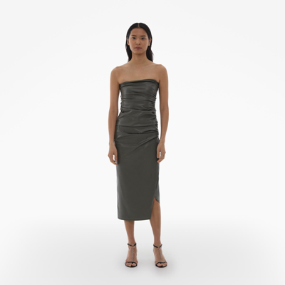 Helmut Lang Faux Leather Tube Top In Olive