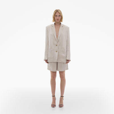 Helmut Lang Off-white Crinkled Blazer In Ivory