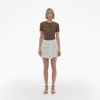 Helmut Lang Off-white Trench Wrap Leather Miniskirt In White/brown
