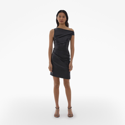 Helmut Lang Faux Leather Asymmetric Mini Dress In Black