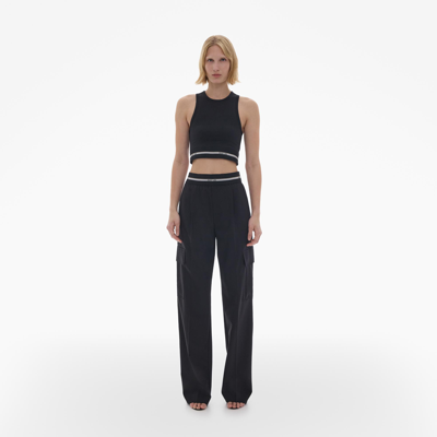 Helmut Lang Pull-on Stretch Wool Cargo Pant In Black