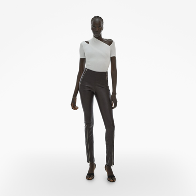 Helmut Lang Cropped Flare Leather Pant In Wine