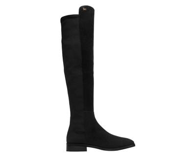 Stuart Weitzman Women's Suede With Logo Over The Knee Boots In Black