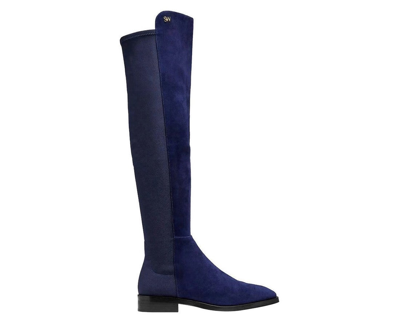Stuart Weitzman Women's Suede With Logo Over The Knee Boots In Blue