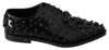Dolce & Gabbana Black Leather Crystals Dress Broque Shoes In Black
