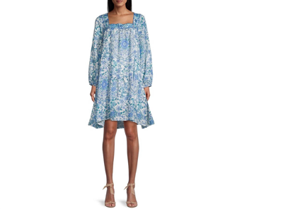 Johnny Was Leilani Floral Mini Dress In Blue/white
