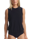Commando Essential Cotton Muscle Thong Bodysuit In Black