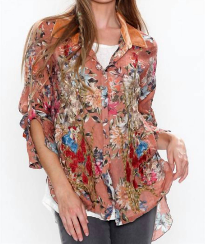 Aratta Floral Frenzy Top In Orange Floral In Multi