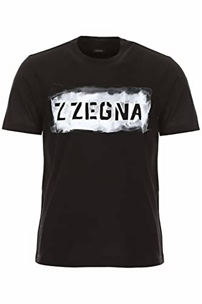 Z Zegna Men Graffiti Logo Regular Fit Short Sleeve Crew Neck T-shirt In Black
