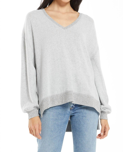 Z Supply Marietta Fleece Oversized Sweater In Heather Grey