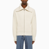 ALEXANDER MCQUEEN IVORY RIBBED CARDIGAN IN WOOL AND CASHMERE,760751Q1RTN/N_ALEXQ-9004_323-XL