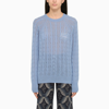 Etro Cashmere Sweater With Pegasus Embroidery In Light Blue