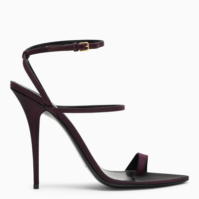 Saint Laurent Plum Shantung Dive Sandal In Purple