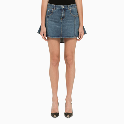 Alexander Mcqueen Blue Denim Miniskirt