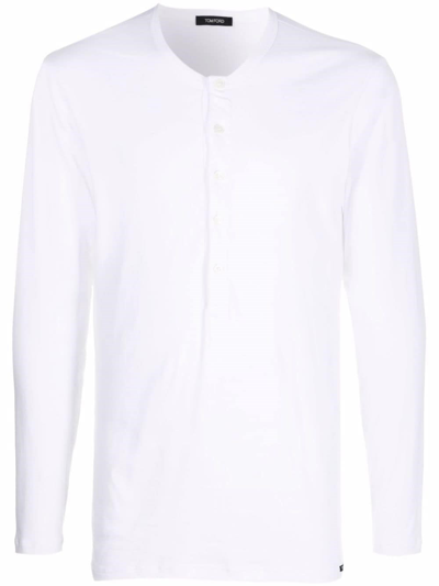 TOM FORD HENLEY-NECK LONG-SLEEVED JERSEY T-SHIRT