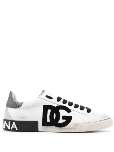 Dolce & Gabbana Leather Sneakers In White