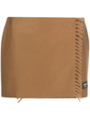 Prada Short Skirt Fringe Detail In Brown