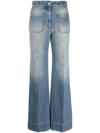 Victoria Beckham High Waist Straight Leg Trousers In Blue