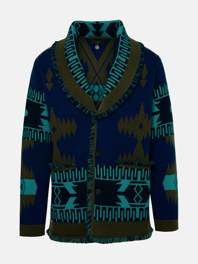 Alanui Icon Jacquard Cashmere Cardigan In Blue