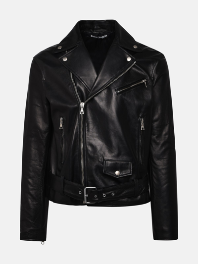 Palm Angels Black Leather Jacket