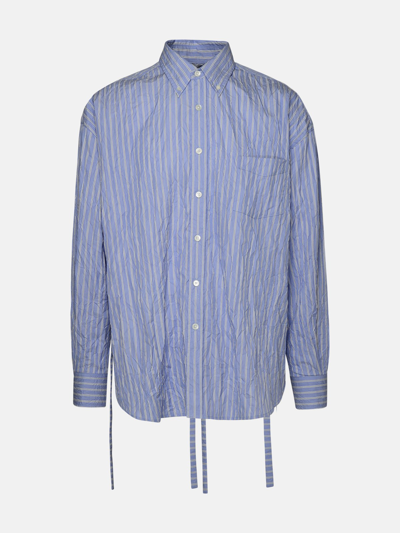 John Elliott Striped Cotton Shirt In Light Blue