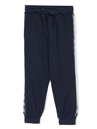 Dolce & Gabbana Kids' Logo-tape Cotton Track Pants In Blue