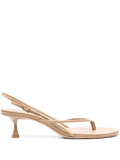 Studio Amelia 50mm Wishbone Leather Sandals In Nude