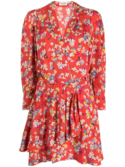 Zadig & Voltaire Floral-print Mini Dress In Red