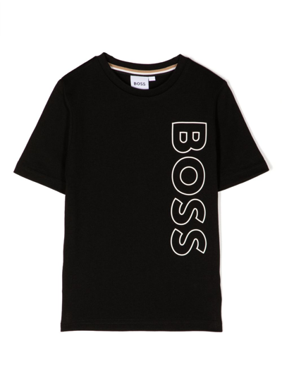 Bosswear Kids' Logo-print Crew-neck T-shirt In Black