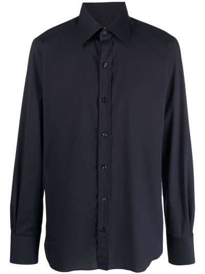 Tom Ford Long-sleeve Cotton Shirt In Blue