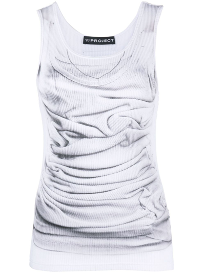 Y/project Compact-print Cotton Tank Top In White
