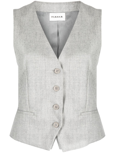 P.a.r.o.s.h Button-up Virgin Wool-blend Gilet In Grey